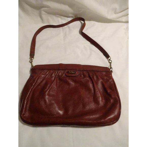 Vintage 70s ETIENNE AIGNER Cordovan Red LEATHER Purse BAG mod Glam - Picture 1 of 8